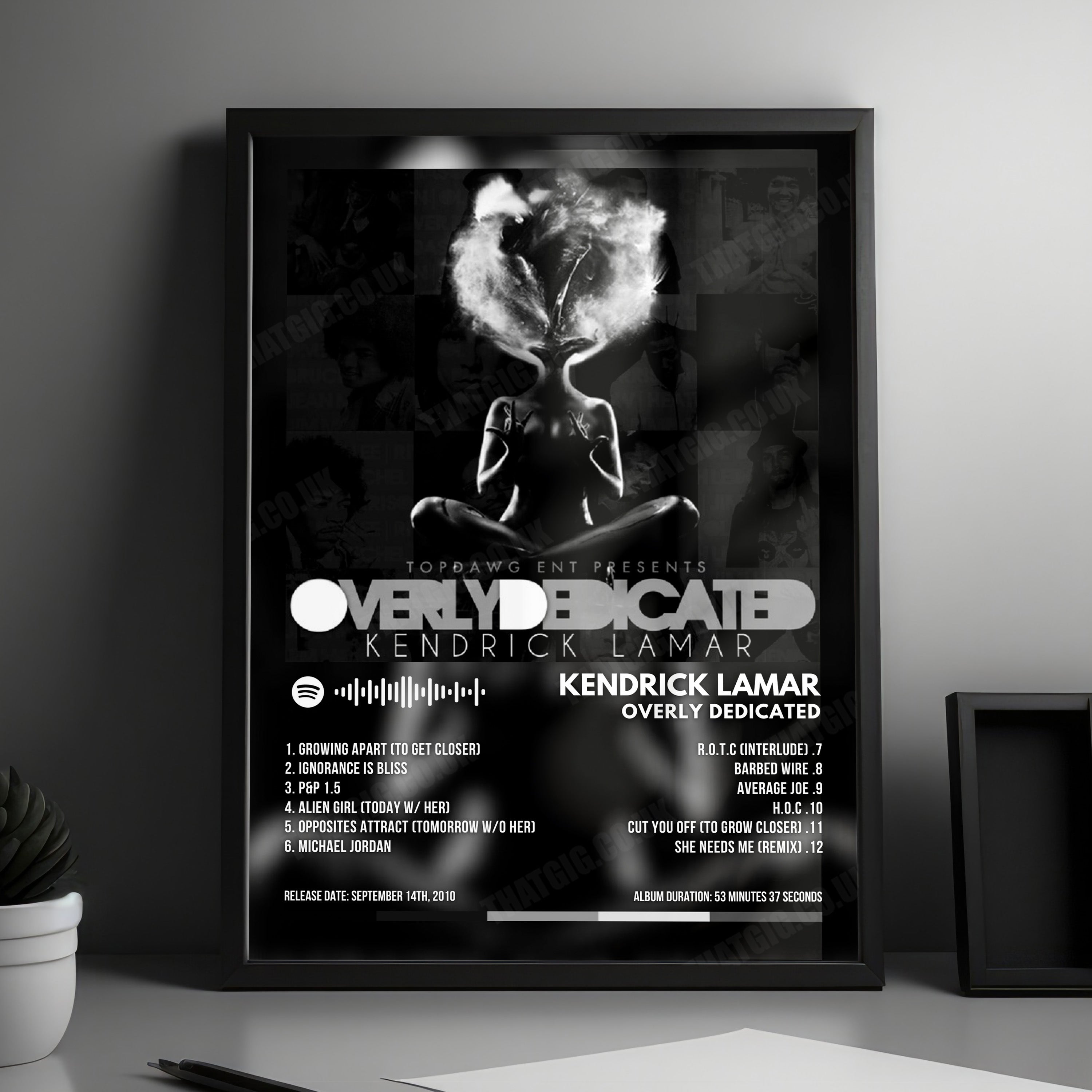 Kendrick Lamar "Overly Dedicated" Album Cover Poster - with Complete Tracklist