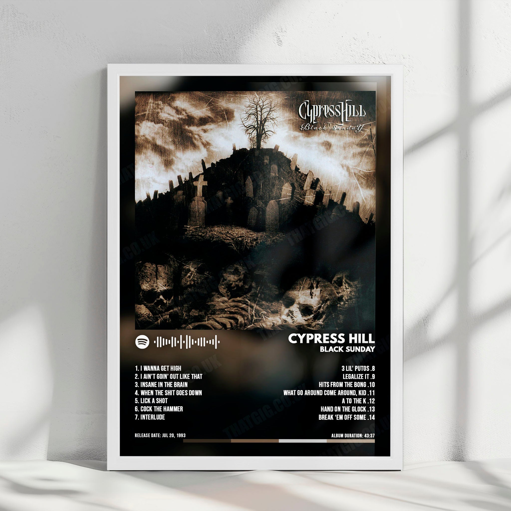 Cypress Hill "Black Sunday" Album Cover Poster - with Complete Tracklist