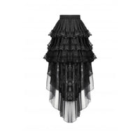 Dark in Love Belladonna Tiered Lace High-Low Goth Skirt in Black