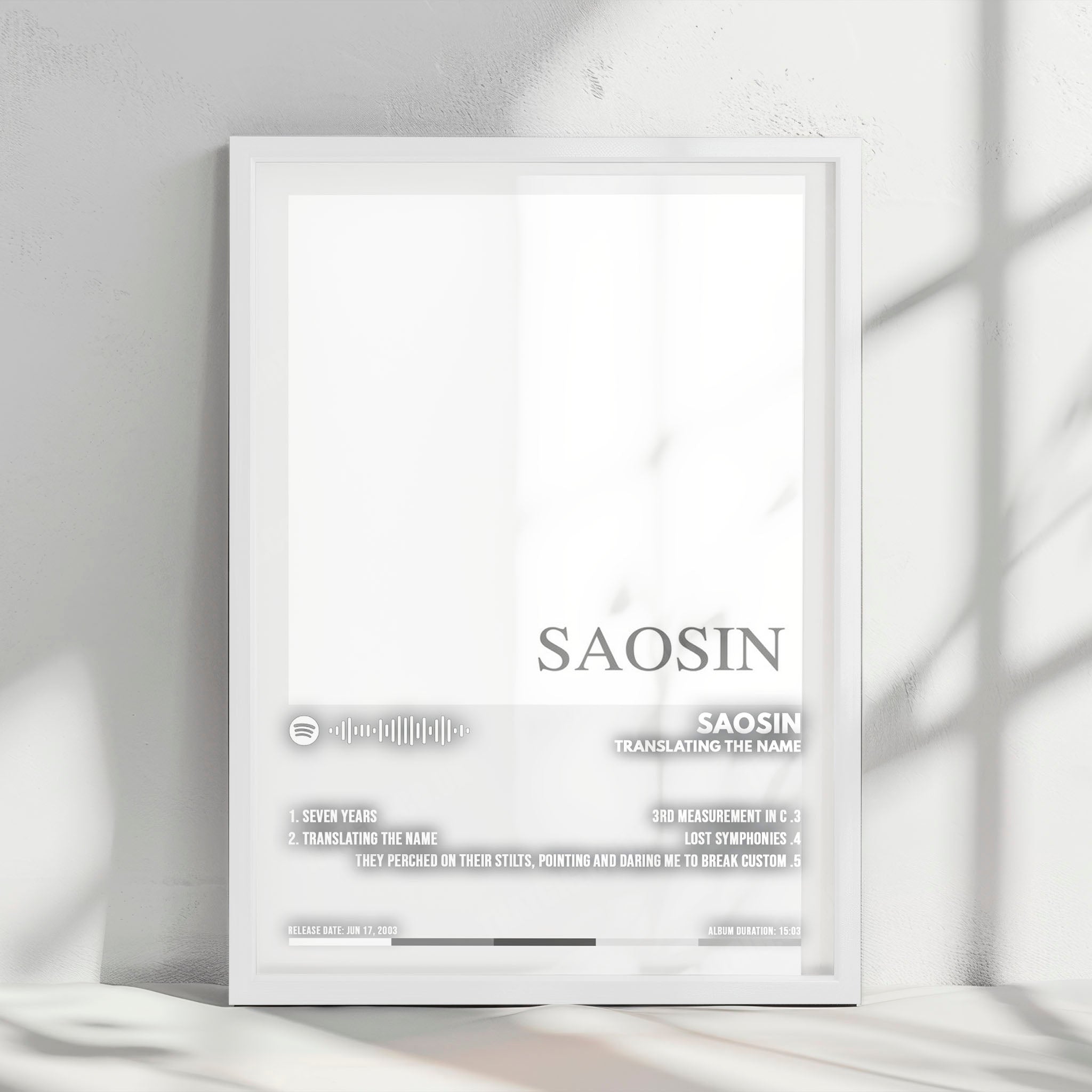 Saosin "Translating The Name" Album Cover Poster - with Complete Tracklist