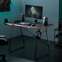Maplin Gaming Desk with Headphone Hook & Cup Holder - Matte Black & Orange
