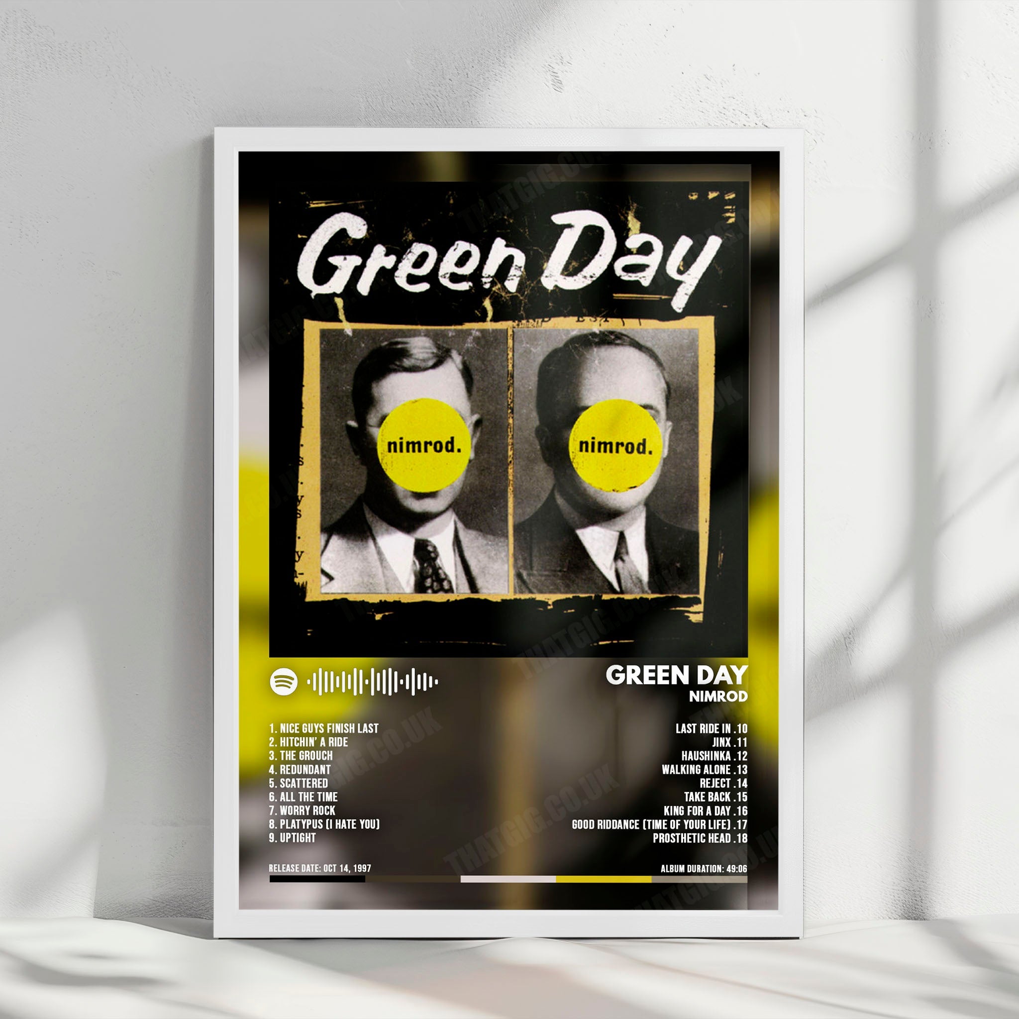 Green Day "Nimrod" Album Cover Poster - with Complete Tracklist
