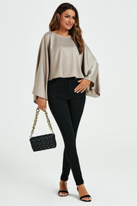 Satin Loose-Fit Crop Top In Mink