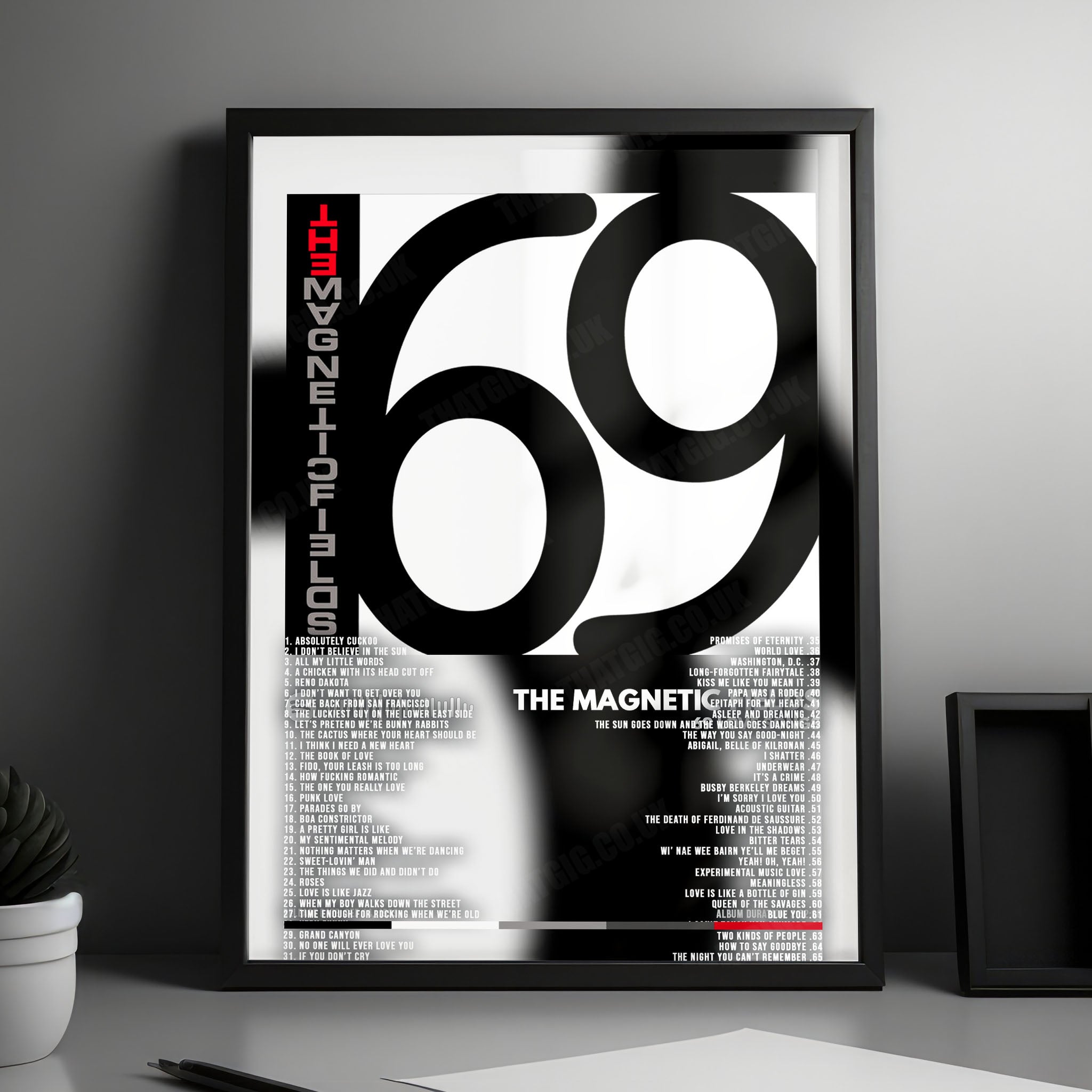 The Magnetic Fields "69 Love Songs" Album Cover Poster - with Complete Tracklist