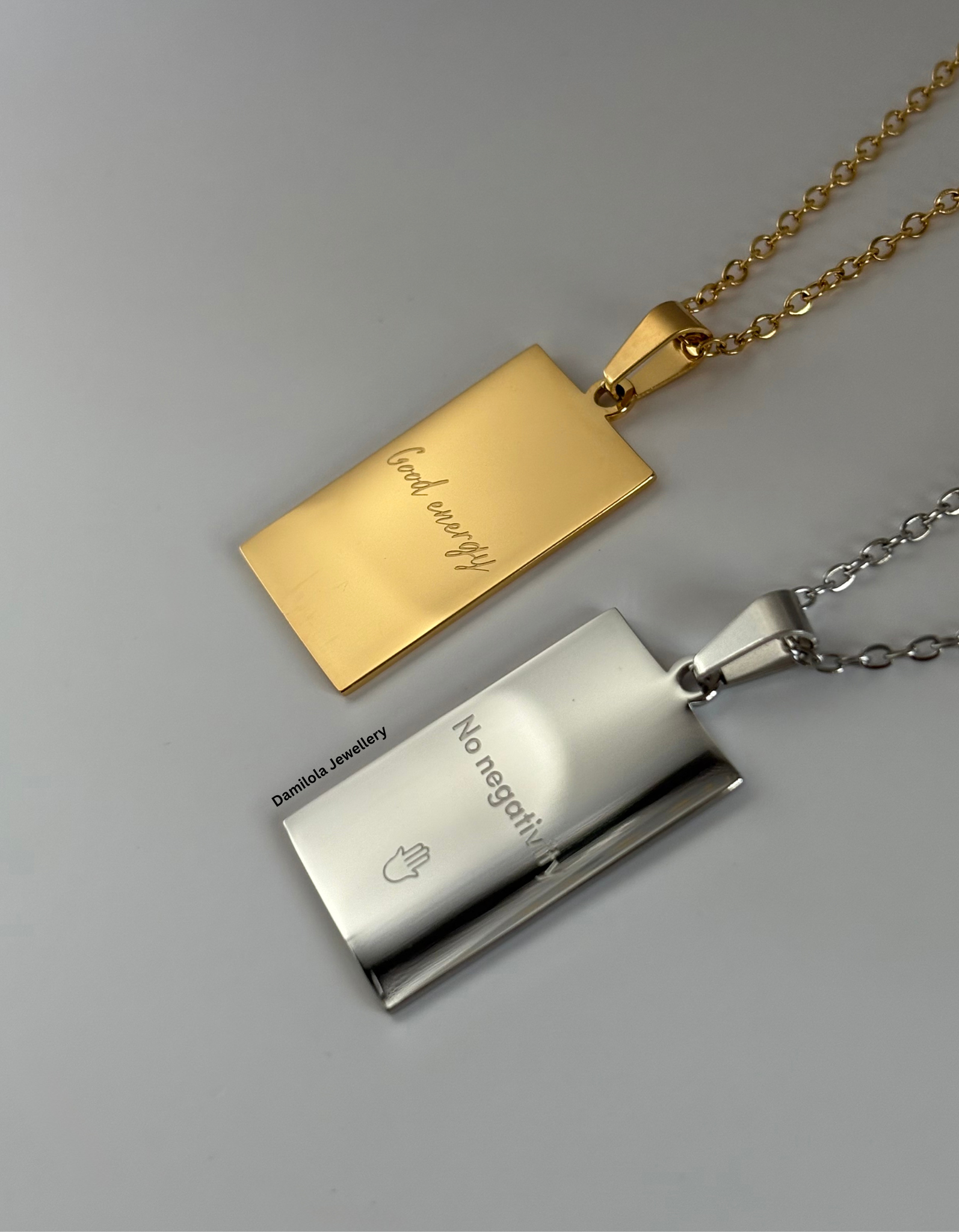 ‘Good energy. No negativity’ Necklace - Gold/Silver - Double Sided