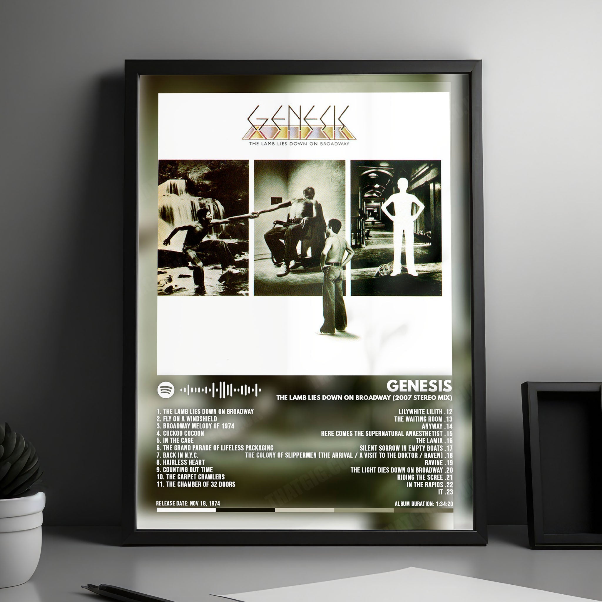 Genesis "The Lamb Lies Down on Broadway  " Album Cover Poster - with Complete Tracklist