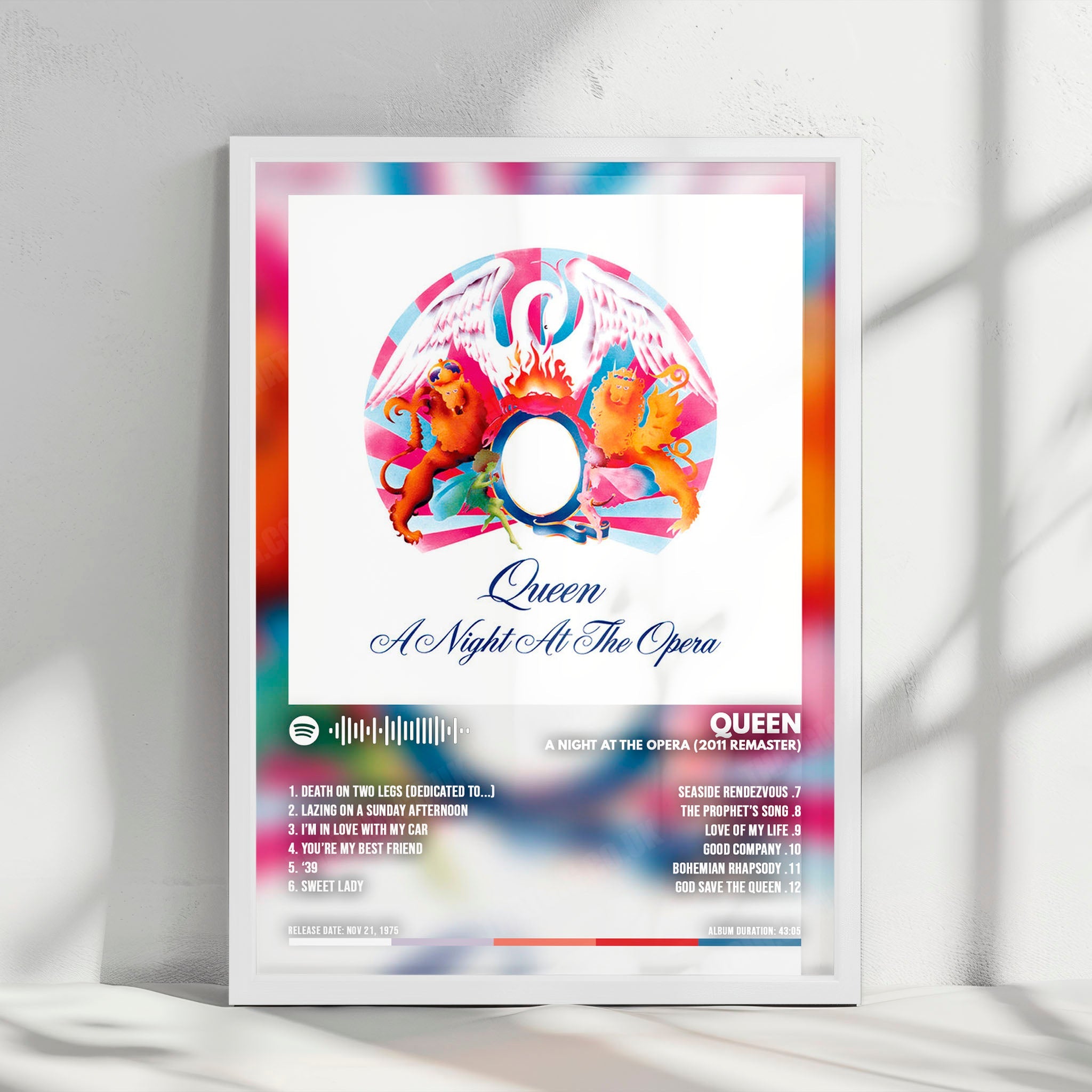 Queen "A Night at the Opera" Album Cover Poster - with Complete Tracklist