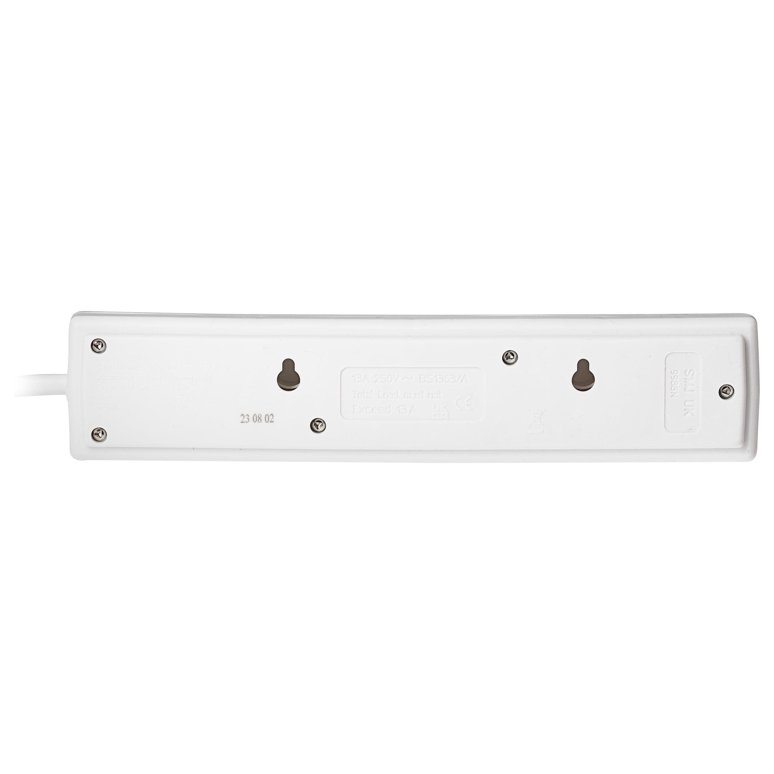 Maplin 2m 4 Socket 13A Extension Lead with Neon Indicators - White