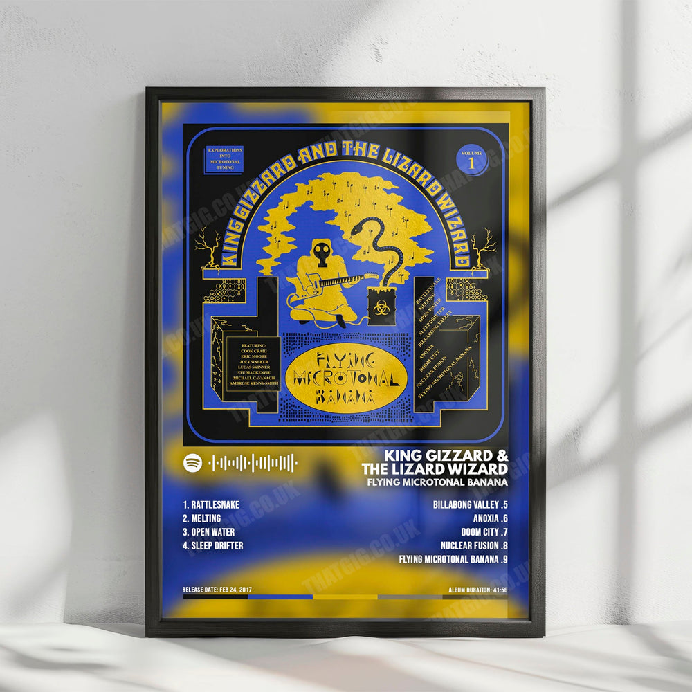 King Gizzard & The Lizard Wizard "Flying Microtonal Banana" Album Cover Poster - with Complete Tracklist