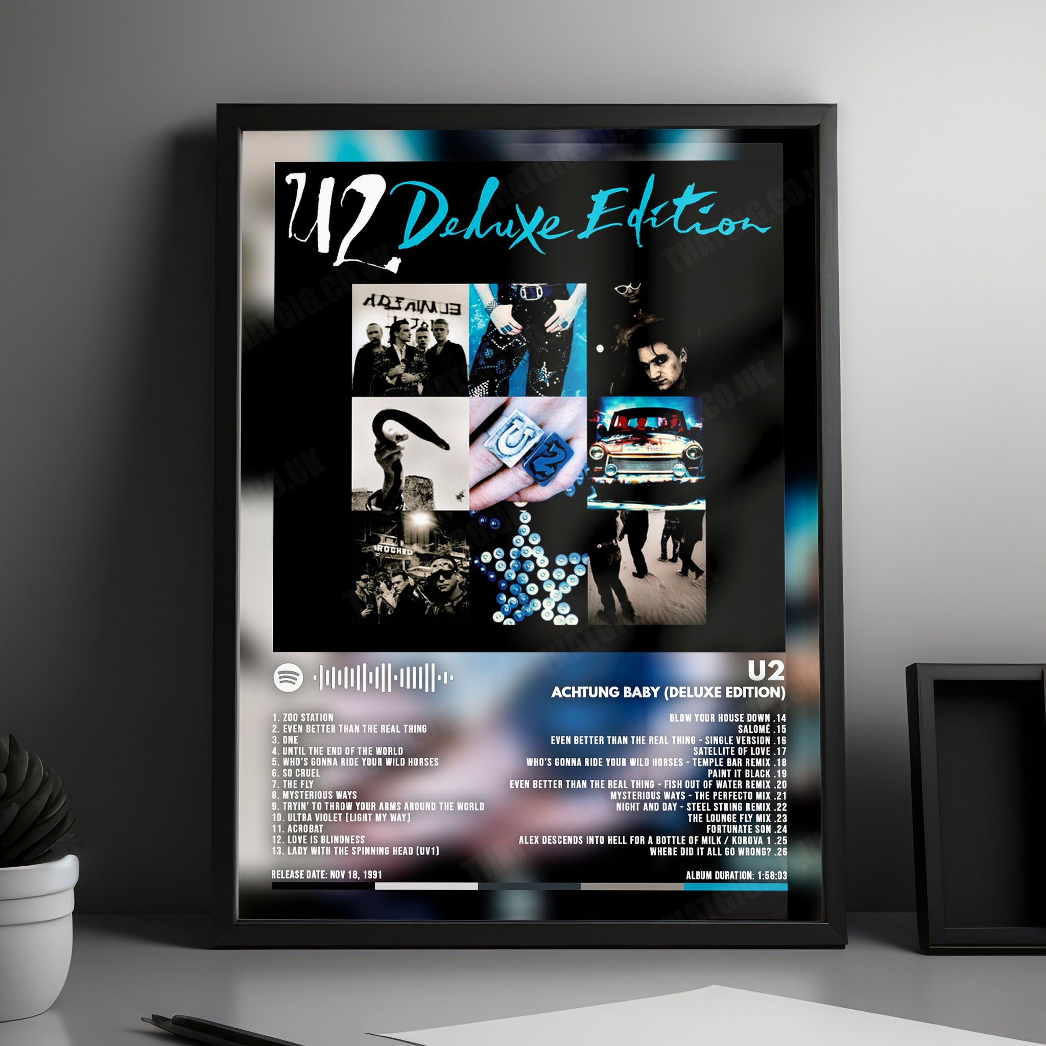 U2 "Achtung Baby" Album Cover Poster - with Complete Tracklist