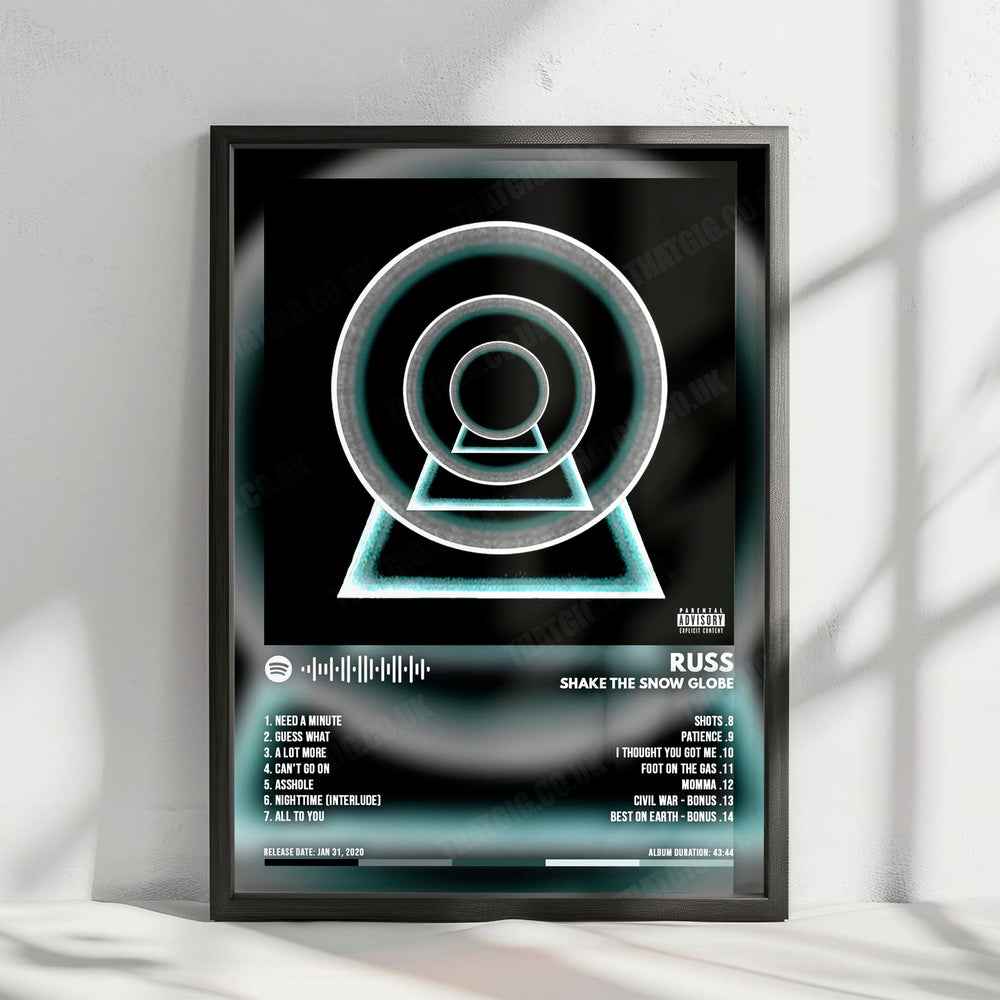 Russ "Shake the Snow Globe" Album Cover Poster - with Complete Tracklist