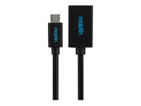 Maplin Micro USB Male to USB-A 2.0 Female Adapter Cable - Black, 0.15m