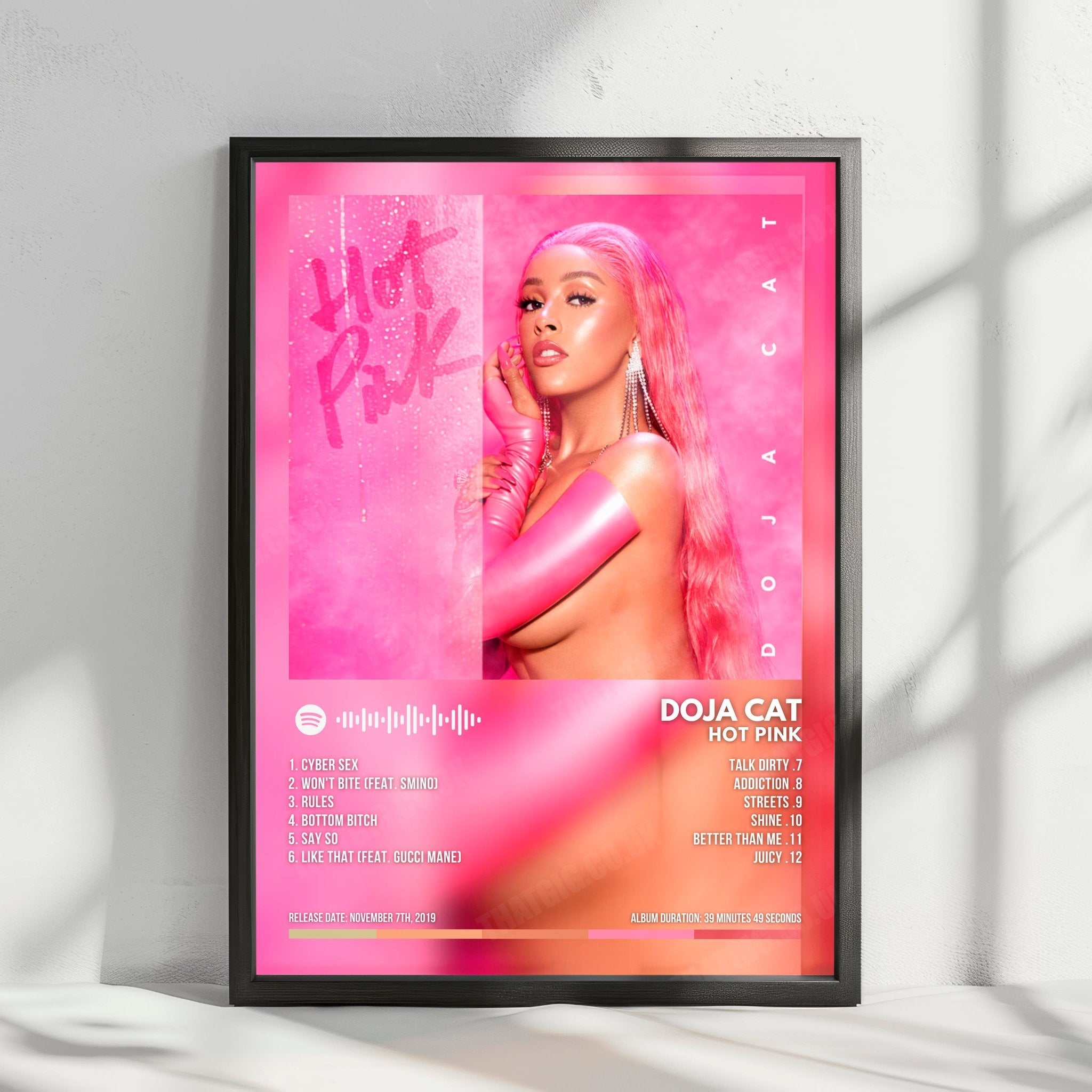 Doja Cat "Hot Pink" Album Cover Poster - with Complete Tracklist