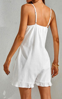 Summer Playsuit With Frill Detail In White