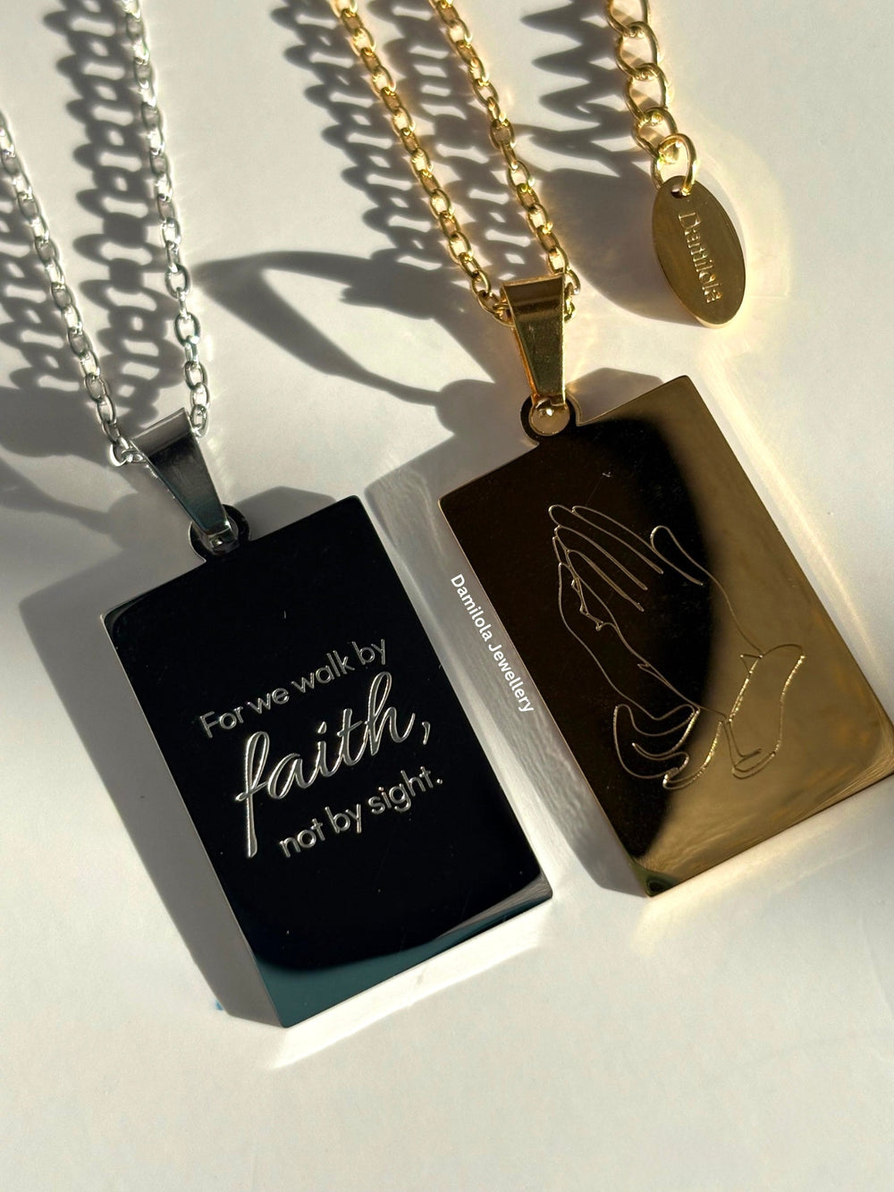 ‘For we walk by faith’ Necklace - Gold/Silver - Double sided