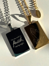 ‘For we walk by faith’ Necklace - Gold/Silver - Double sided