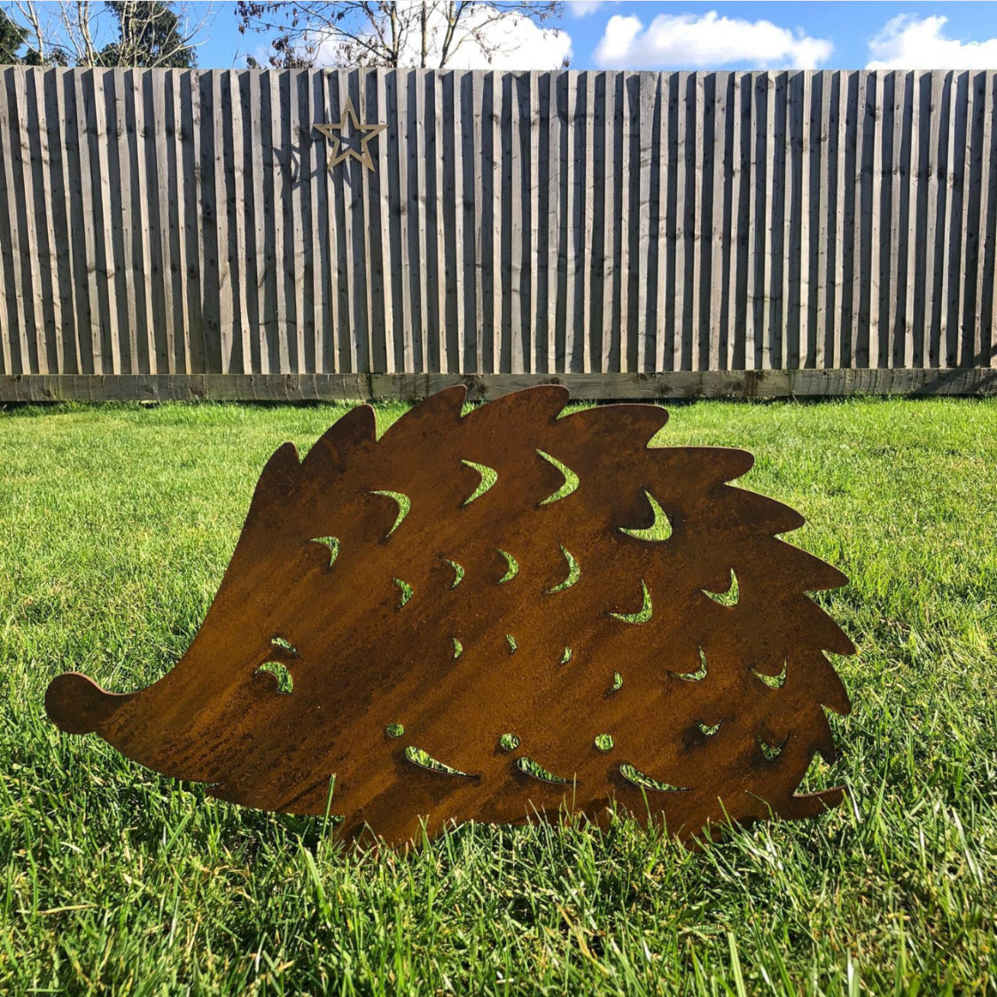 Garden Hedgehog Decoration , Rusty Metal Hedgehog / Garden Lawn Decor / Garden Ornament / Garden Feature Designed and made by us RW NORFOLK