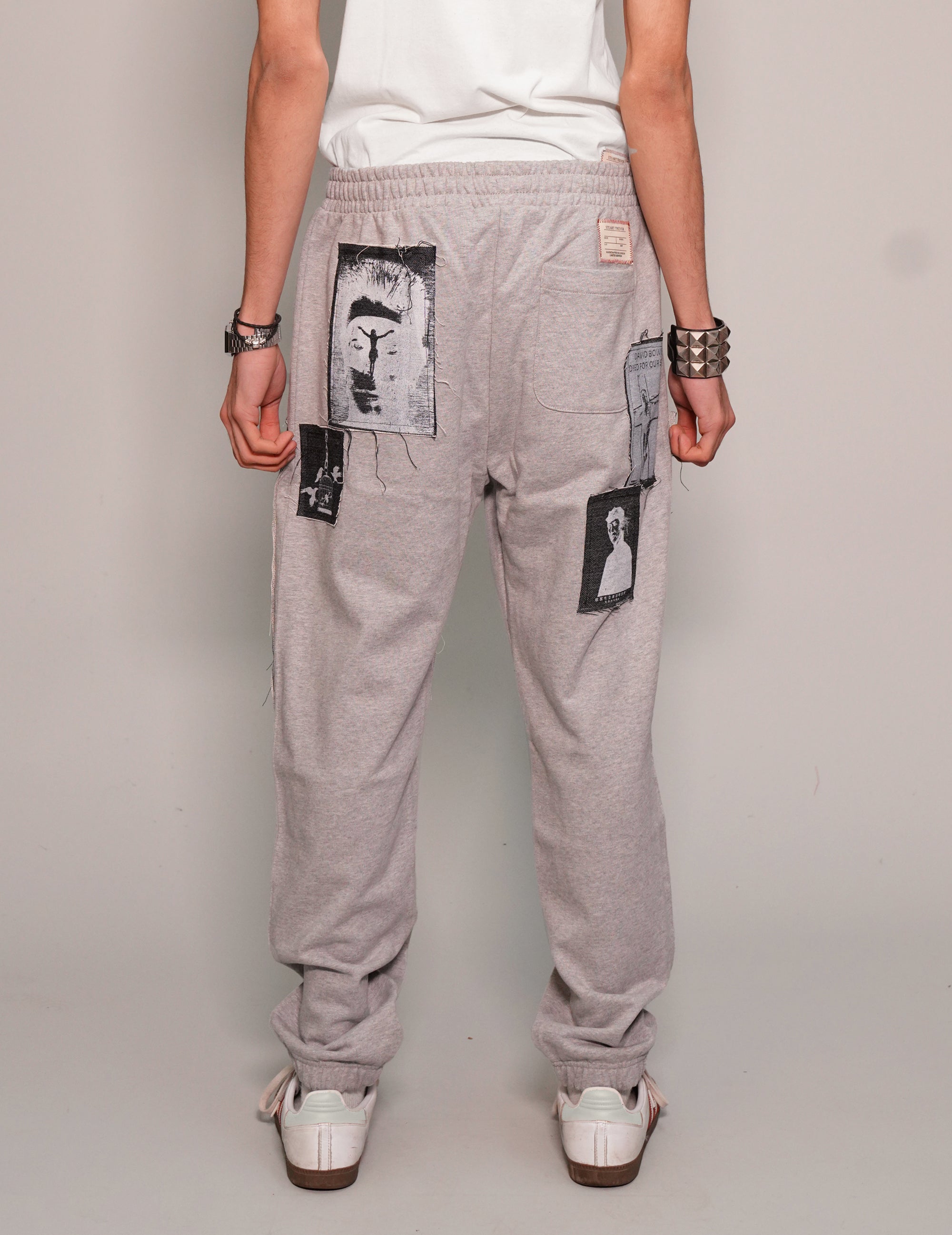 Multi-Patch Jogger Pants in Grey