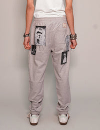 Multi-Patch Jogger Pants in Grey