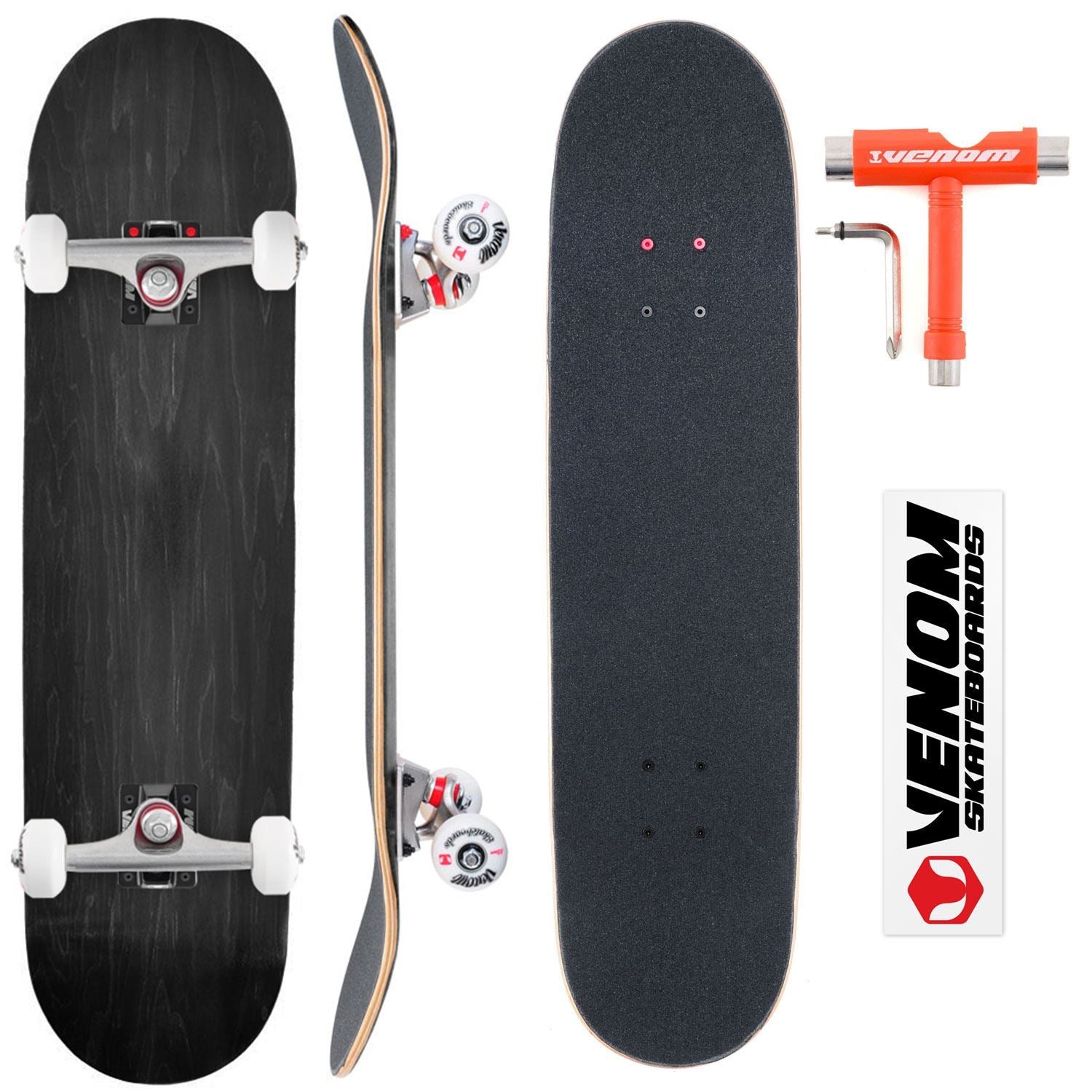 Venom Core Complete Built Skateboard - Black/Black/Raw - 7.5