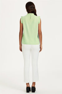 Frill Trim Sleeve Frill Neck Blouse Top In Light Green