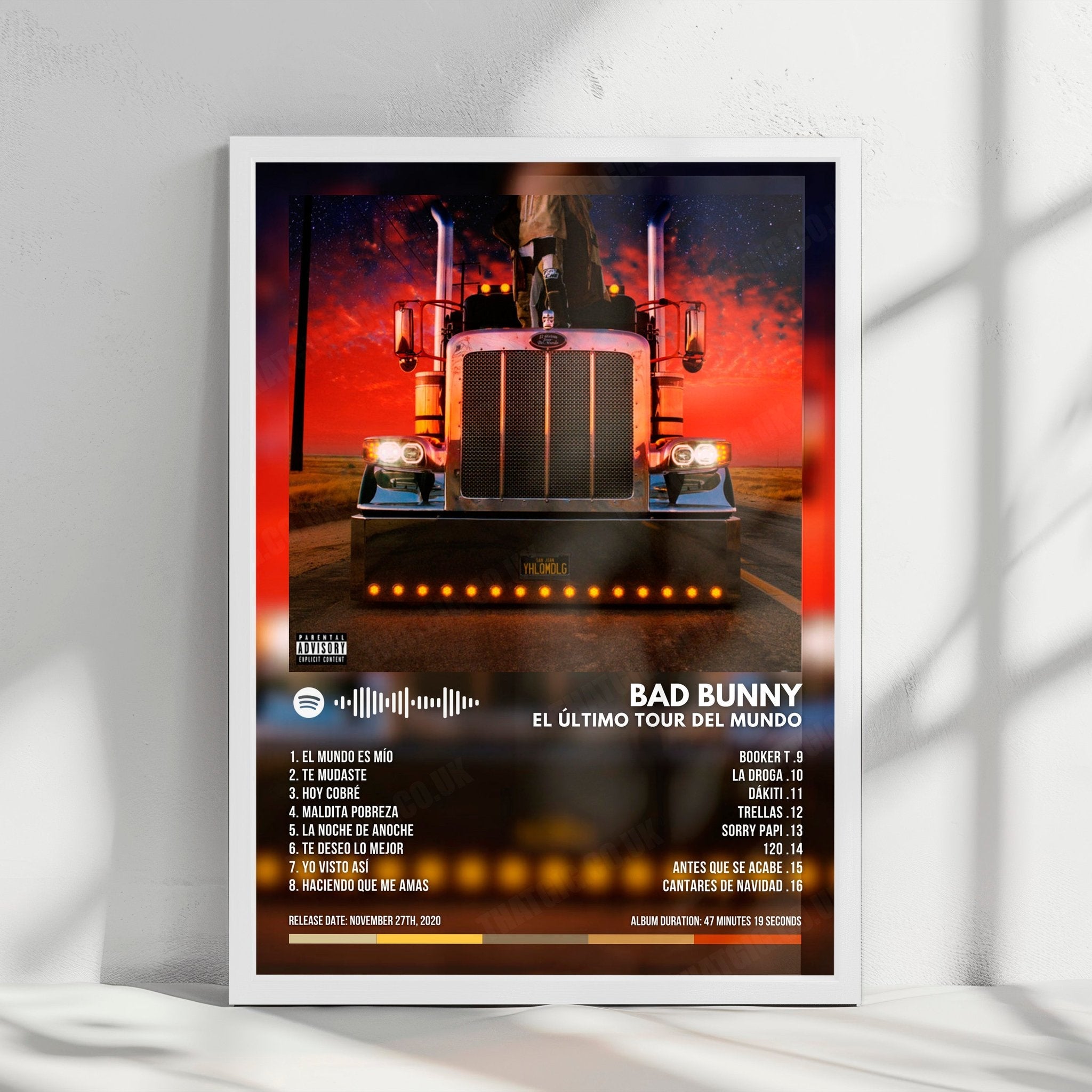 Bad Bunny "El Último Tour del Mundo" Album Cover Poster - with Complete Tracklist