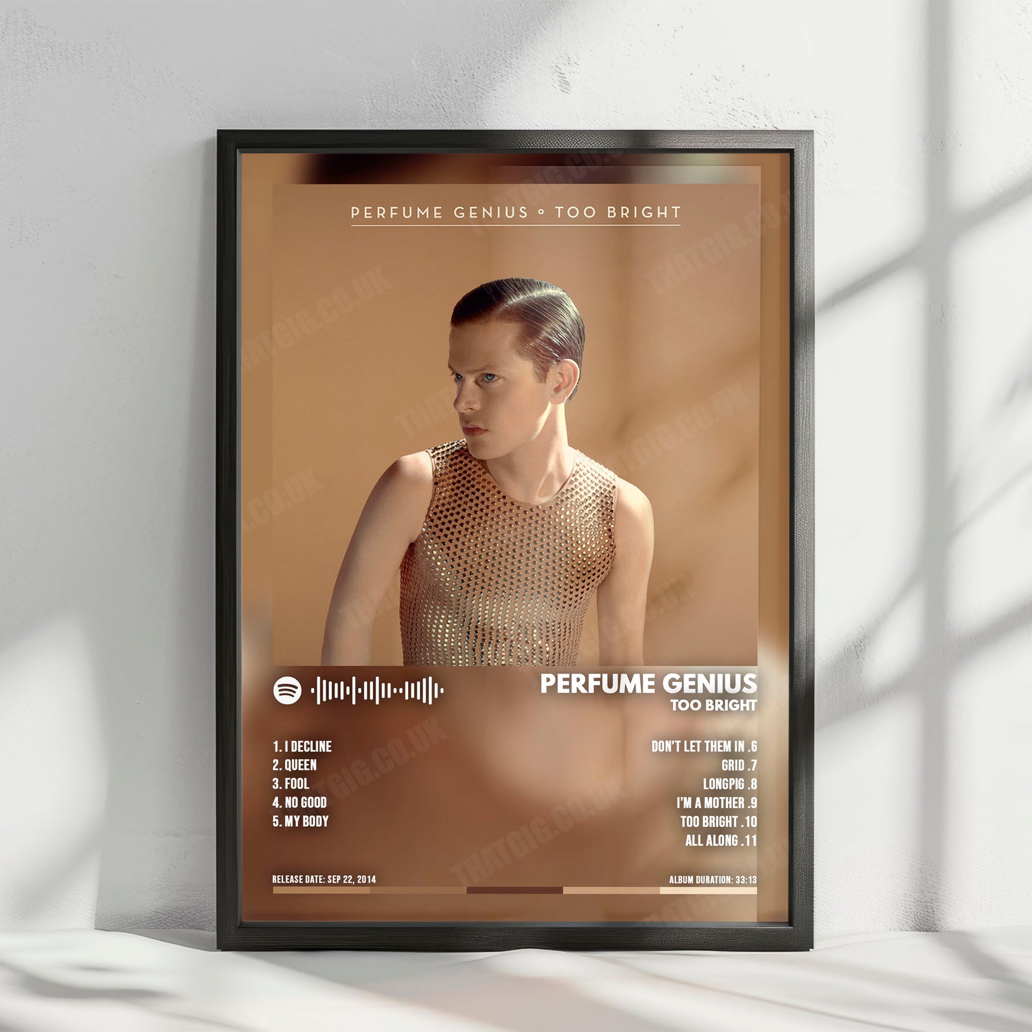 Perfume Genius "Too Bright" Album Cover Poster - with Complete Tracklist