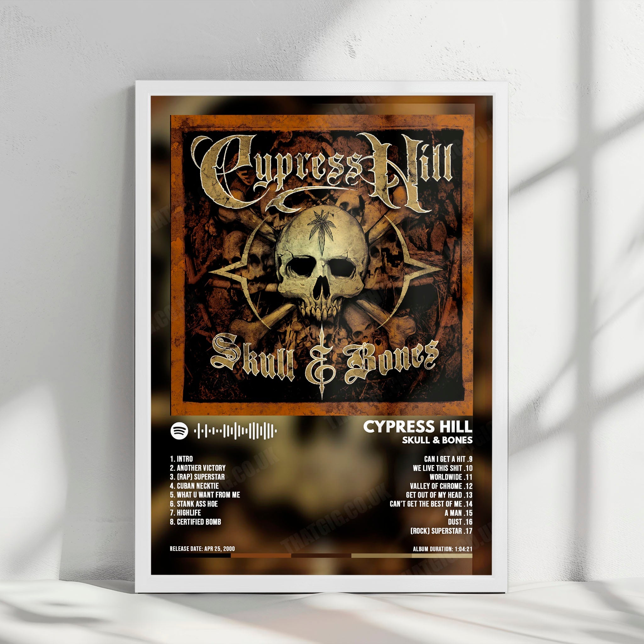 Cypress Hill "Skull & Bones" Album Cover Poster - with Complete Tracklist