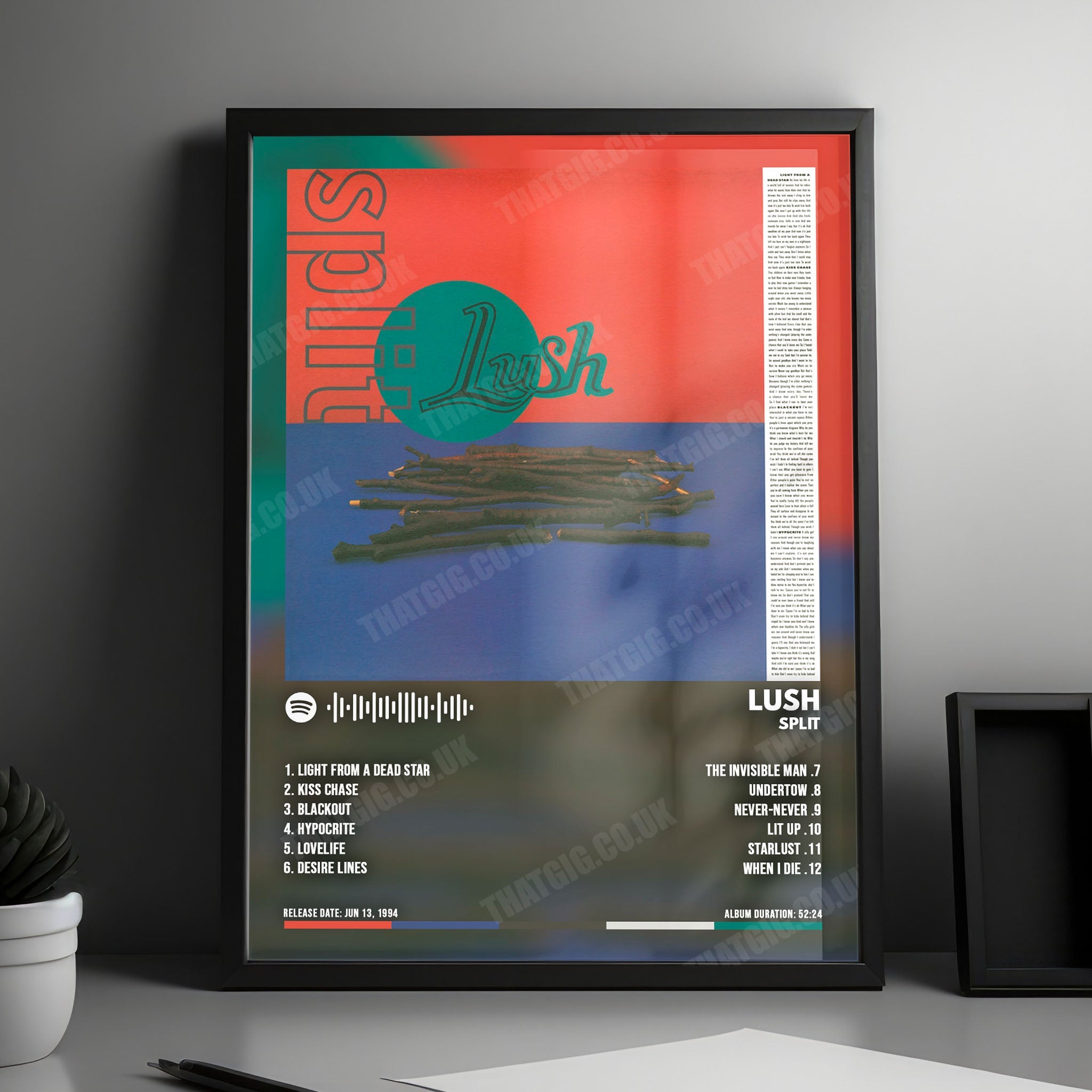 Lush "Split" Album Cover Poster - with Complete Tracklist