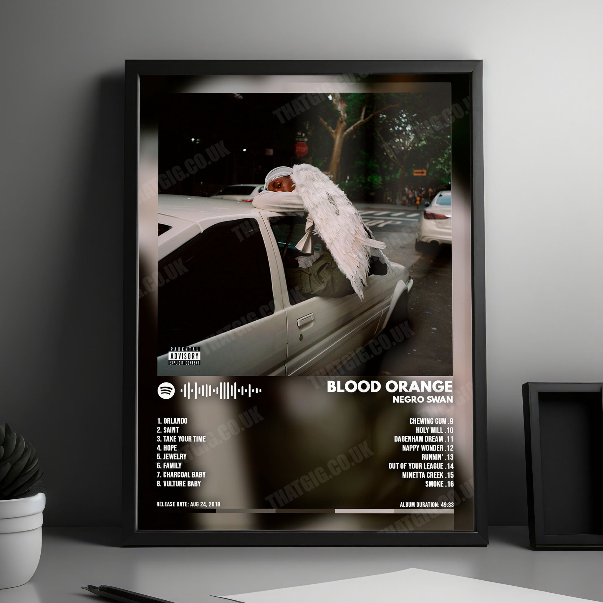Blood Orange "Negro Swan" Album Cover Poster - with Complete Tracklist