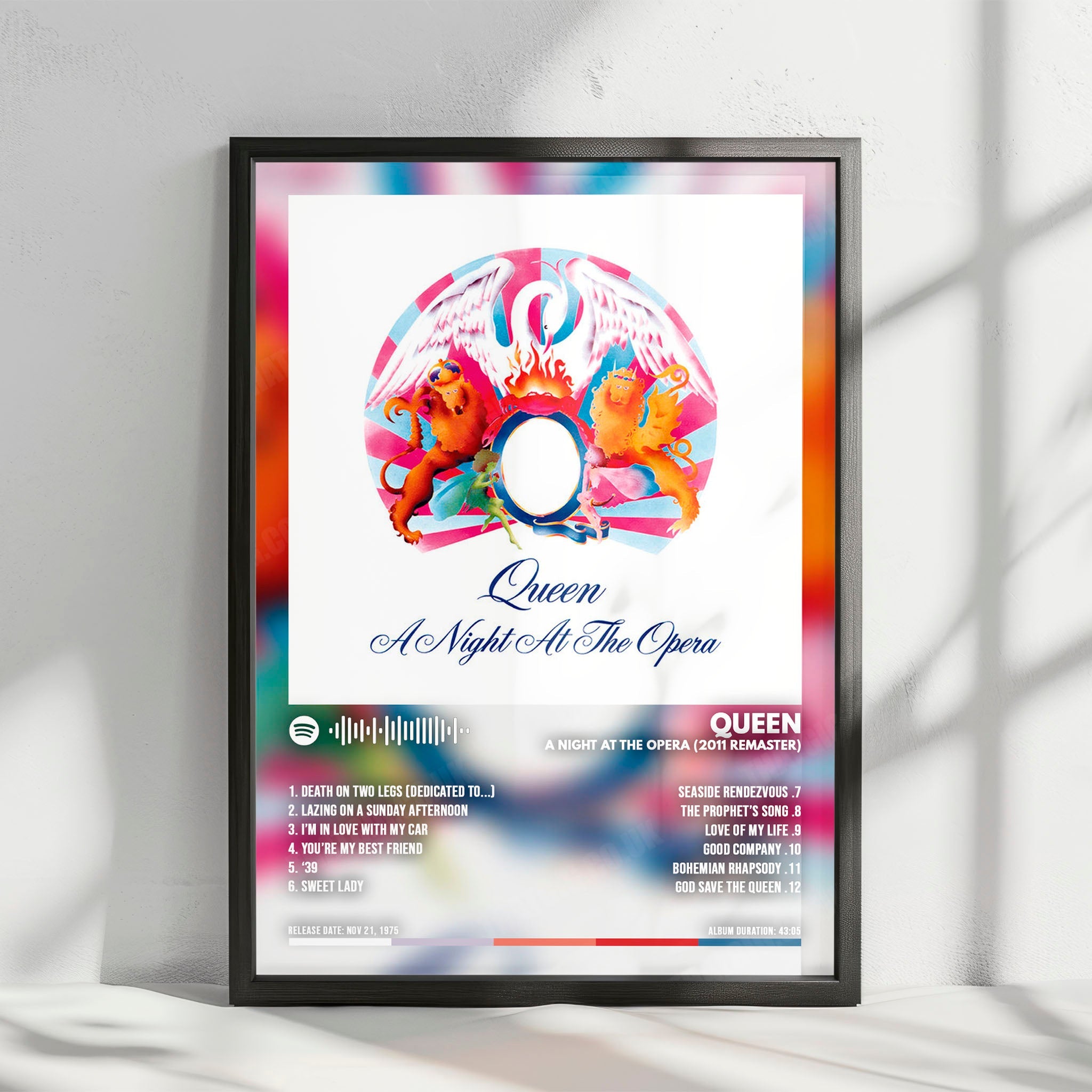 Queen "A Night at the Opera" Album Cover Poster - with Complete Tracklist