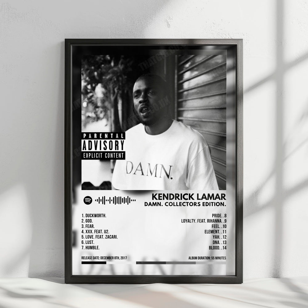 Kendrick Lamar "DAMN. Collectors Edition" Album Cover Poster - with Complete Tracklist