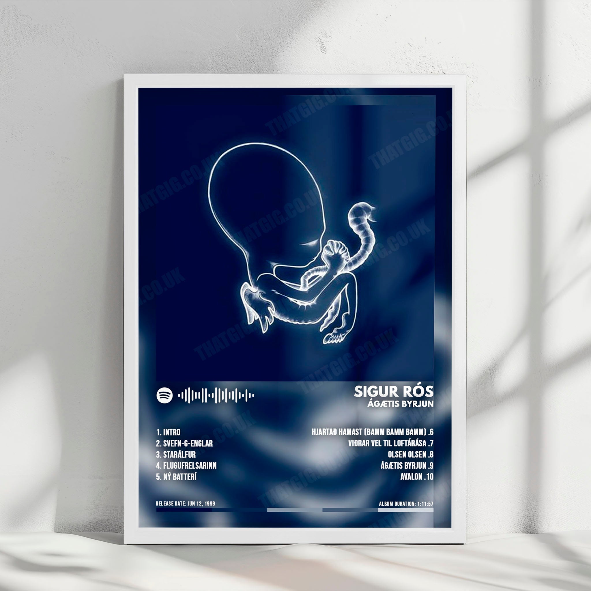 Sigur Rós "Ágætis byrjun" Album Cover Poster - with Complete Tracklist
