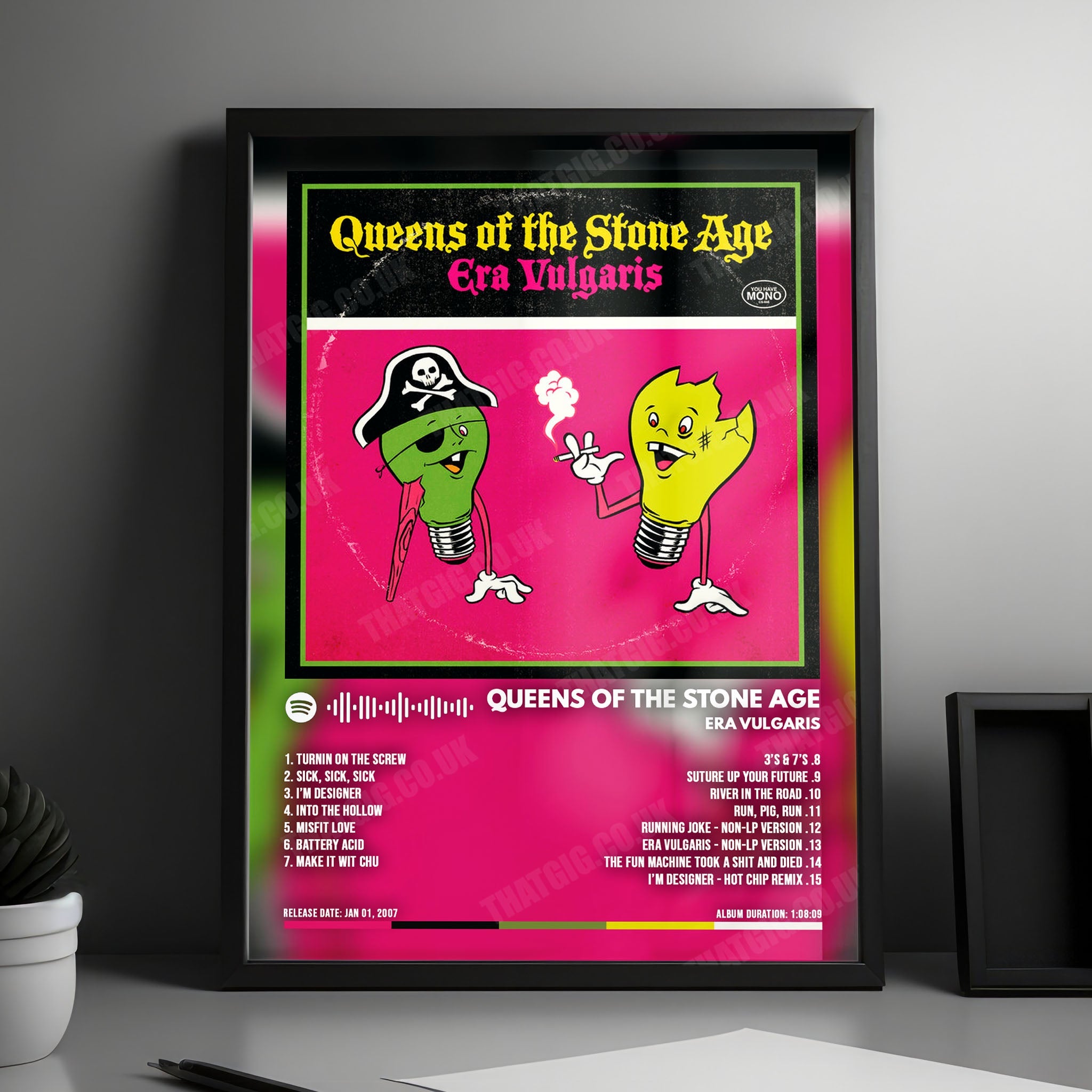 Queens of the Stone Age "Era Vulgaris" Album Cover Poster - with Complete Tracklist