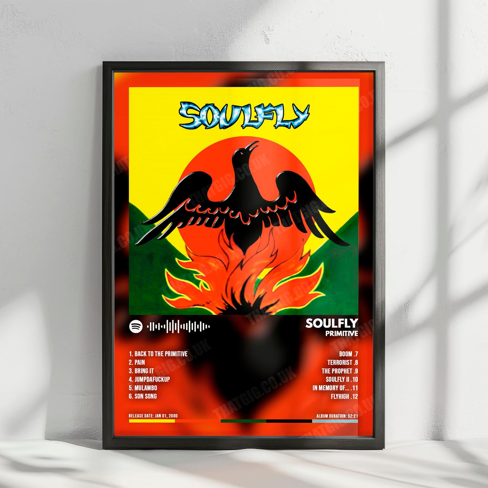 Soulfly "Primitive" Album Cover Poster - with Complete Tracklist