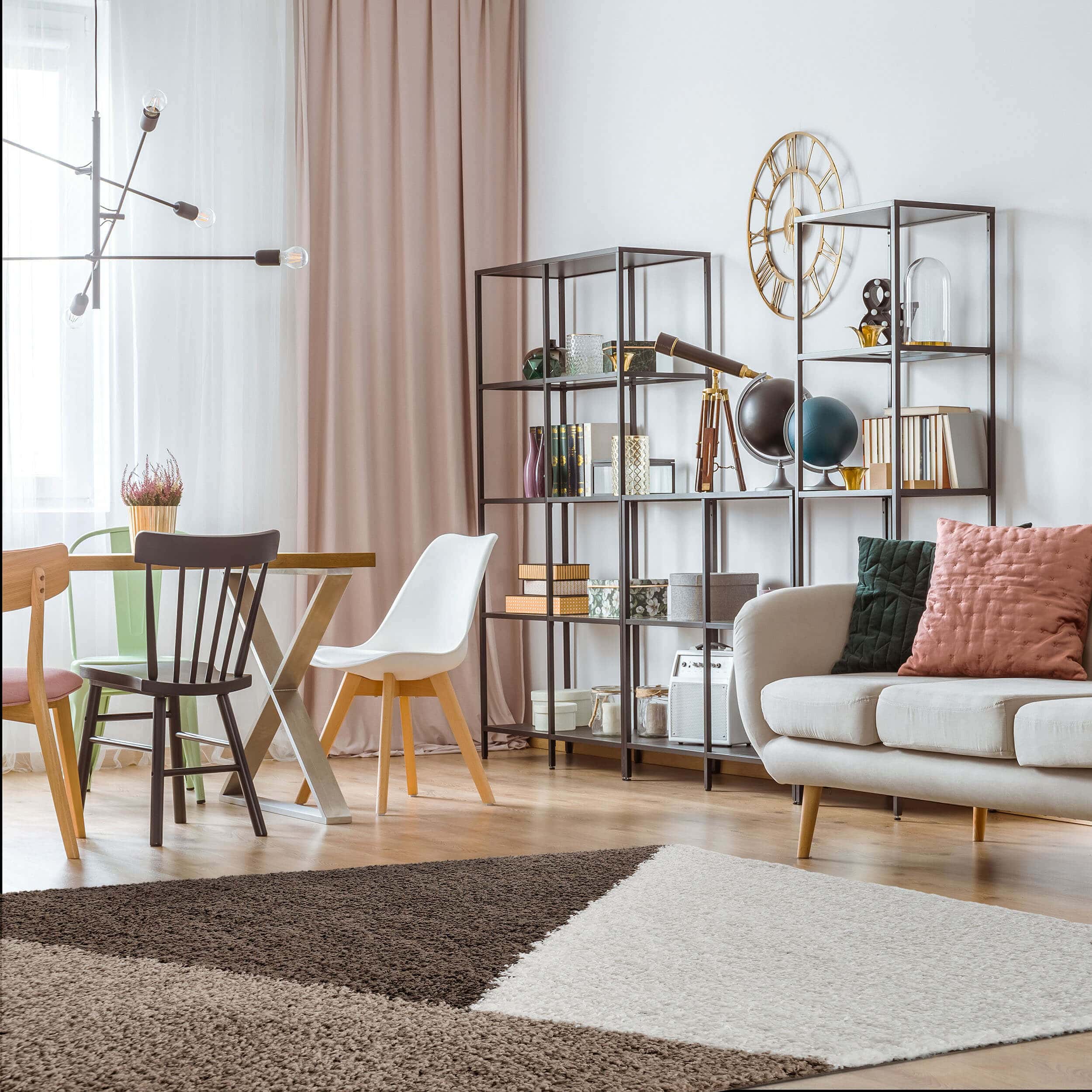 Shaggy Geometric Brown Rugs| 382B