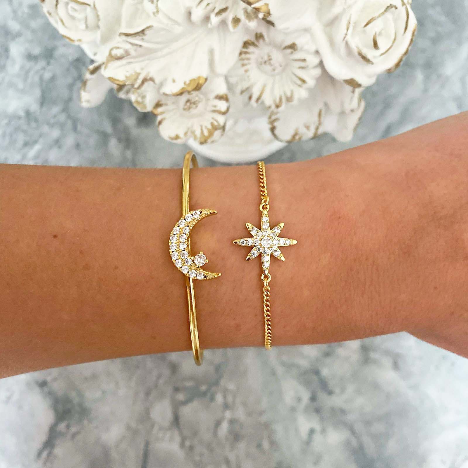 Laila Luxe 18k Gold Plated Celestial Bracelet Set