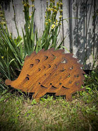 Garden Hedgehog Decoration , Rusty Metal Hedgehog / Garden Lawn Decor / Garden Ornament / Garden Feature Designed and made by us RW NORFOLK