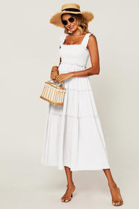 Hem Detail Tiered Maxi Dress In White