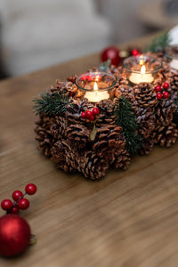 Christmas Pinecones Tea Light Candle Holder Votive Decoration