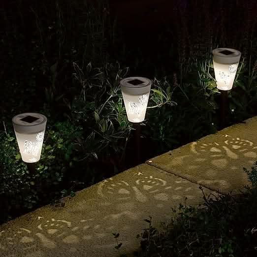 Solar Powered Silhouette Butterfly Stake Lights 6 pack White & Colour Changing