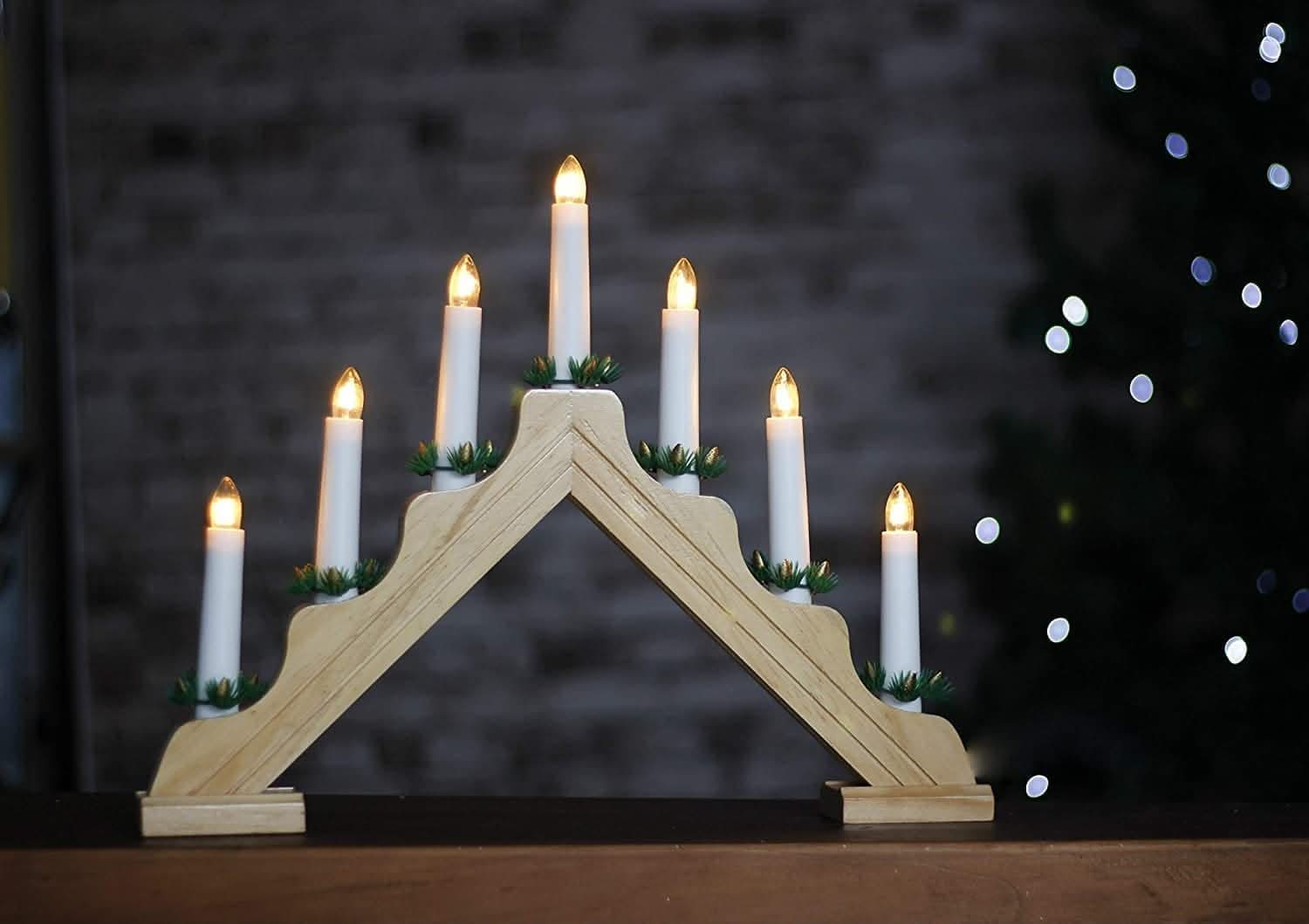 Traditional Wooden Christmas Candle Bridge Light Arch