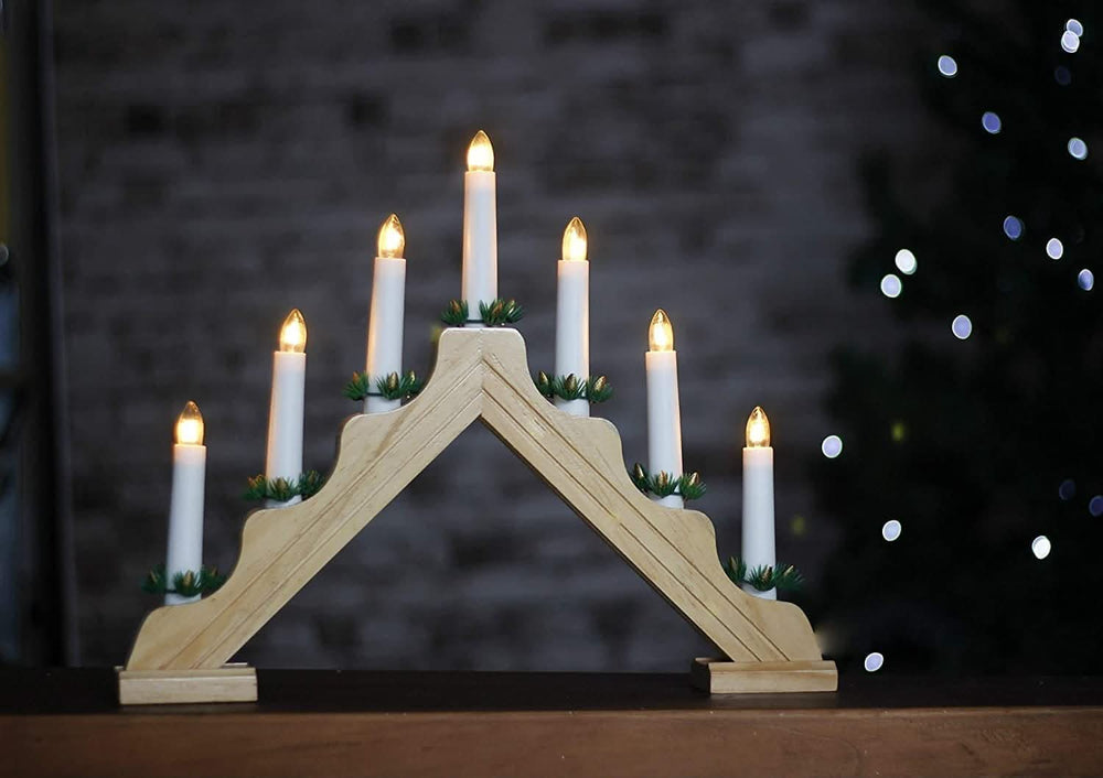 Traditional Wooden Christmas Candle Bridge Light Arch