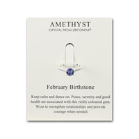 February (Amethyst) Adjustable Birthstone Ring Created with Zircondia® Crystals