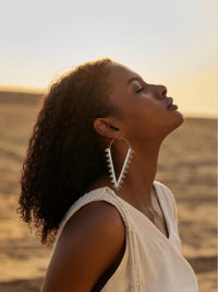 Zahara Spike Hoops - Edgy Brass Triangle Hoops with Boho Desert Vibes.
