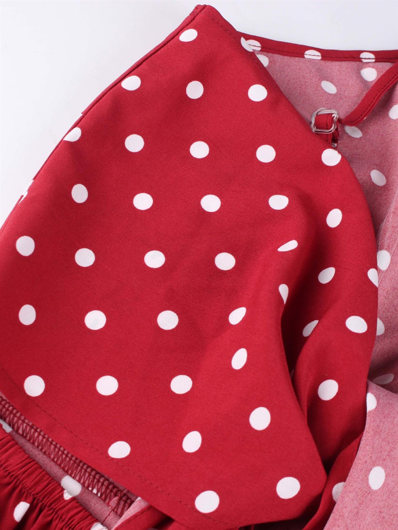 Tie Back Culotte Jumpsuit In Wine Polka dot