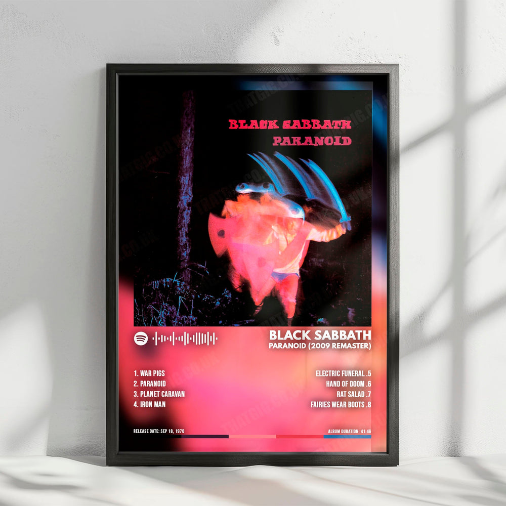 Black Sabbath "Paranoid" Album Cover Poster - with Complete Tracklist