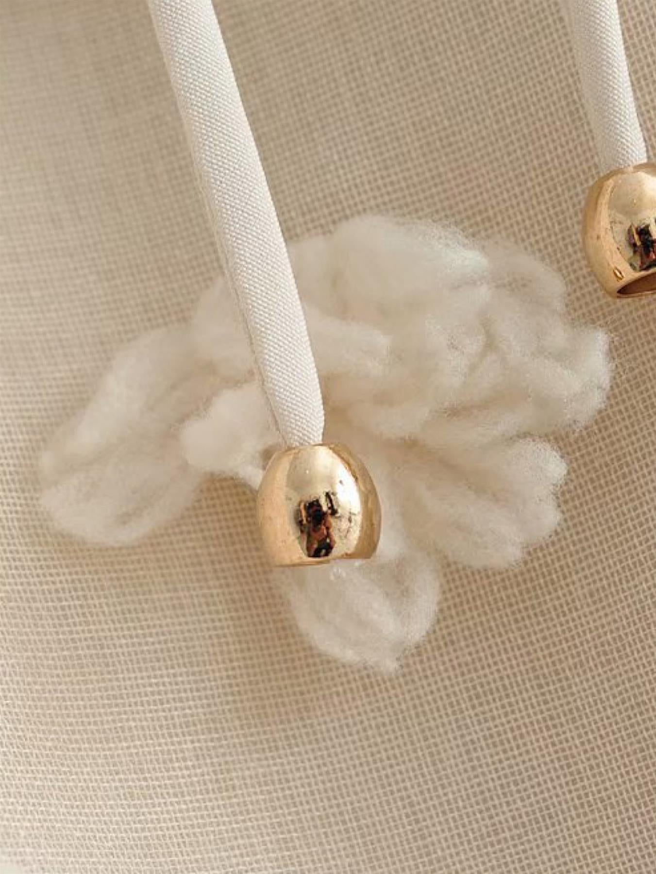 Strappy Mini Dress With Flower Appliques In Cream