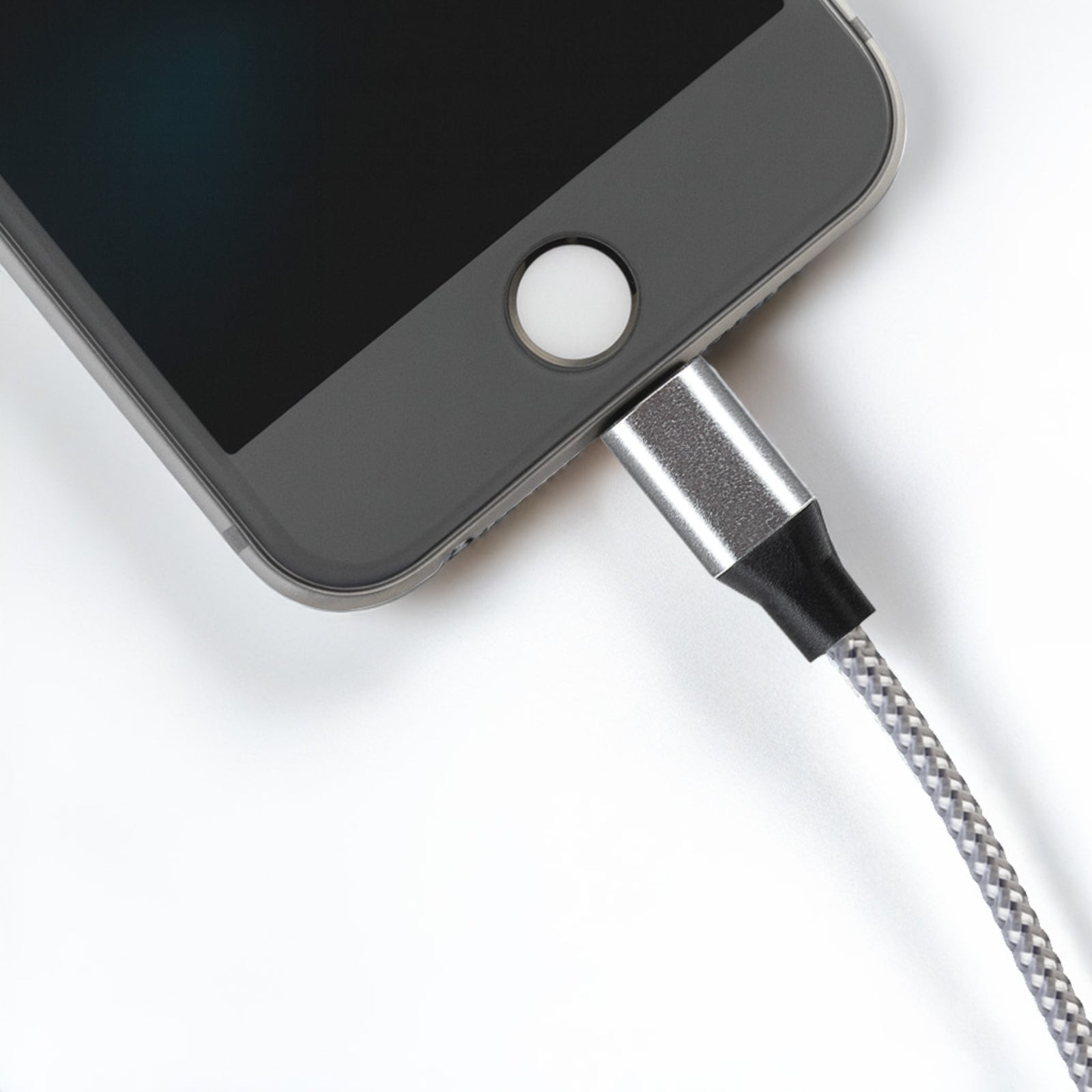 Maplin Lightning to USB-C Braided 20W High Speed Cable - Silver, 1m