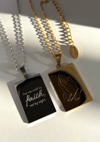 ‘For we walk by faith’ Necklace - Gold/Silver - Double sided